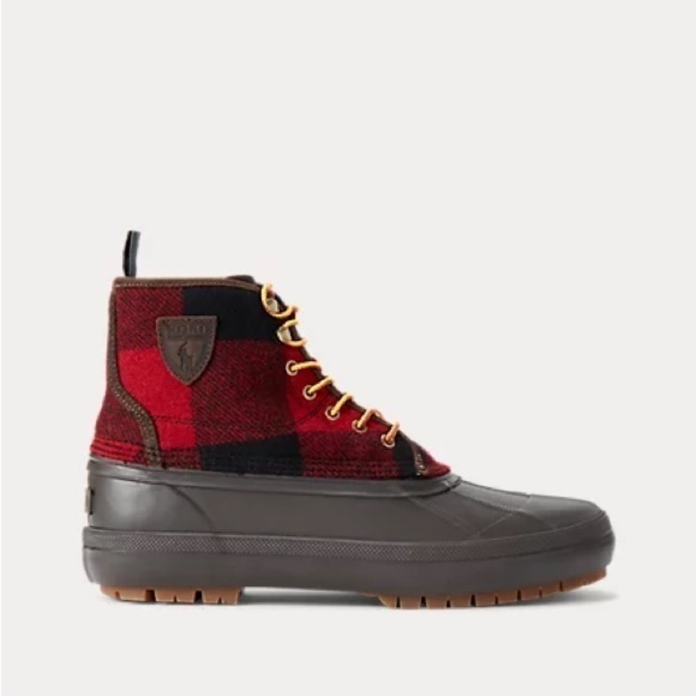 NWT Mens Ralph Lauren Claus Buffalo Check Wool Boot